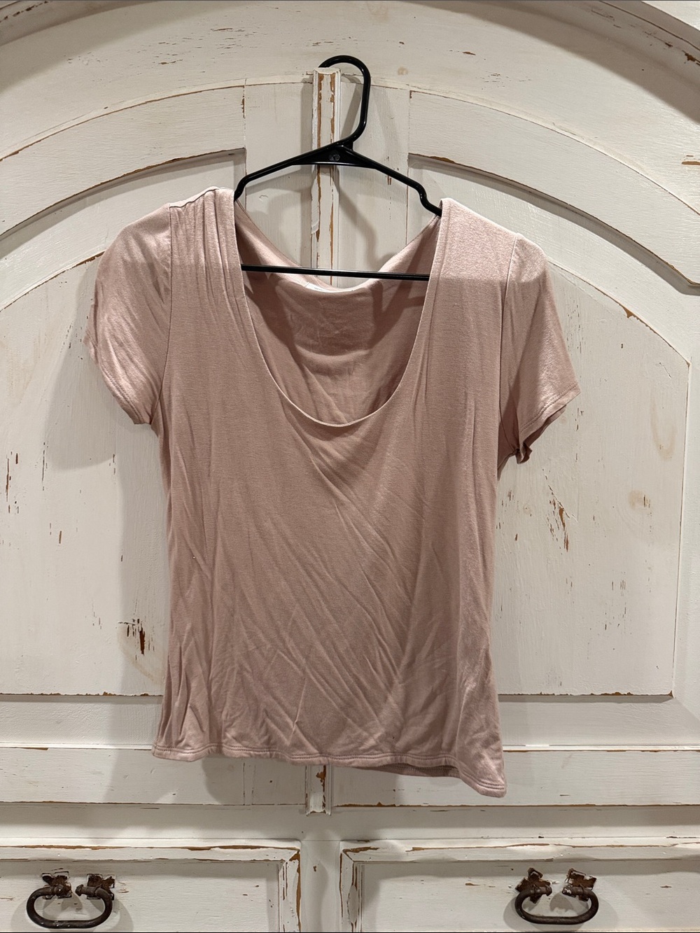 Women’s Short Sleeve Scoop Neck Top - beige